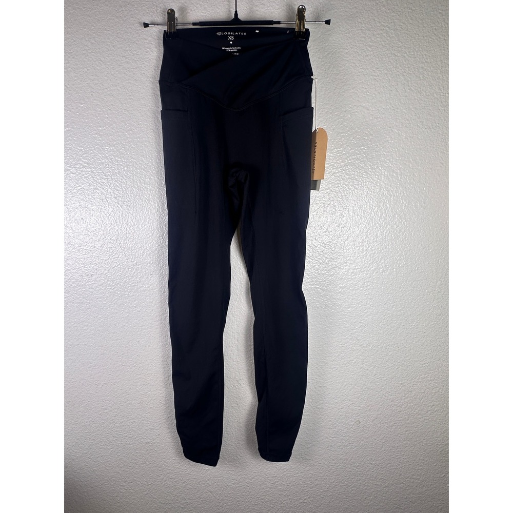 Blogilates Womens Crisscross Leggings Black‎ XS High Waist Pockets Ruched Ankle